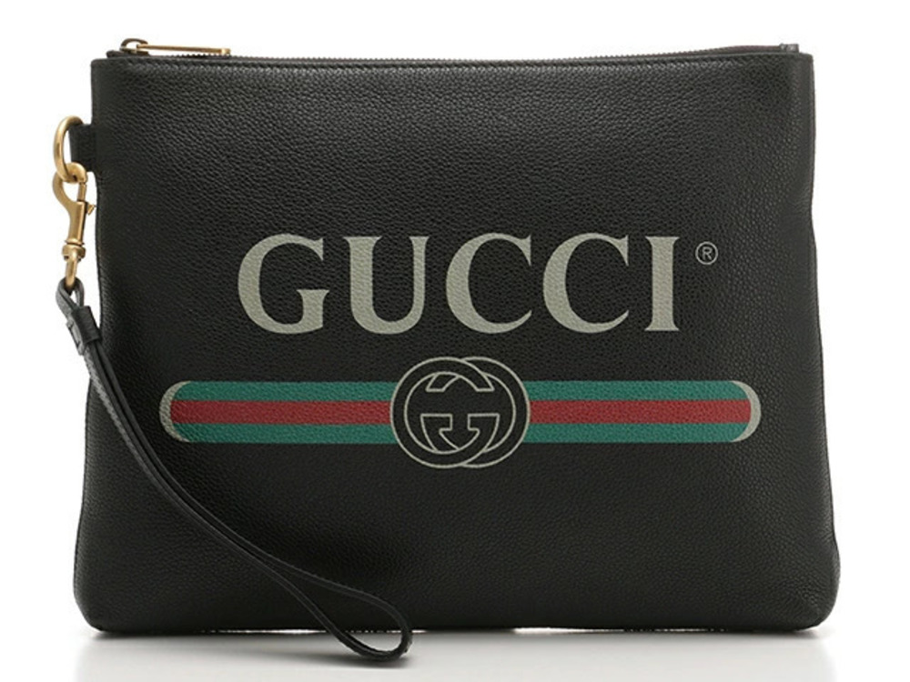 Gucci Bag Clutch Shoulder Leather Pouch Clutch Black